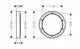 Diagramm eines runden Produkts mit einer Außendurchmesser von 152 mm und einer Dicke von 25 mm. Die Bauform ist für Hansgrohe iBox-Systeme vorgesehen.